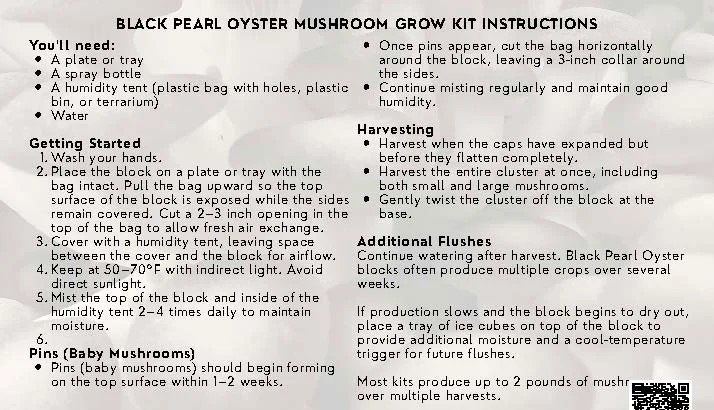 Black_Pearl_Instruction Black Pearl Oyster Mushroom Grow Kit: instructions